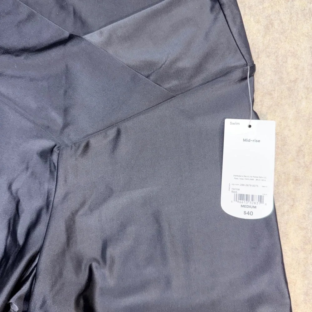Xersion Swim‎ Shorts Womens Medium Black Crossover Mid-Rise NWT Bikini